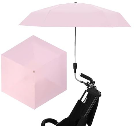 BHFFTHK Kinderwagen-Sonnenschirm, Verstellbarer Regenschirm mit Universalklemme, UV-Schutz, Kinderwagen-Sonnenschutz, Wasserdichter Clip-On-Regenschirm für Kinderwagen(#3)