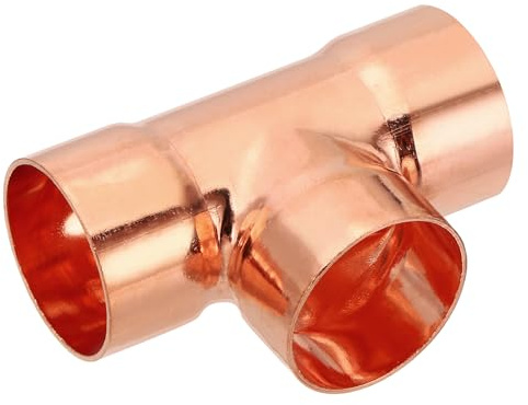 PATIKIL 1 3/8 ID 1.2mm Thick Tee Copper Fitting, 1pcs 99.9% 3 Way Pure Copper Pipe Fitting Tube Connector with Sweat Solder Connection for Plumbing HVAC Refrigeration System