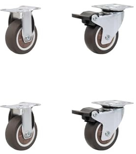 LIKERAINY Ruedas Giratorias Silenciosas de TPR Ø 25 x 13 mm Para Muebles Ruedas de Goma con Freno para de Gabinete de Muebles con Placa de Montaje Capacidad de Carga 40kg Paquete de 4