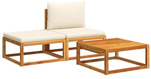 vidaXL 3-TLG. Gartensofa-Set mit Kissen Holz Akazie & Seil