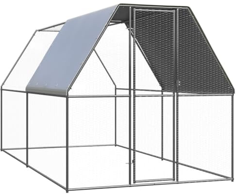 Willood Outdoor-Hühnerkäfig 2x4x2 m Verzinkter Stahl Freilaufgehege Outdoor Stahl