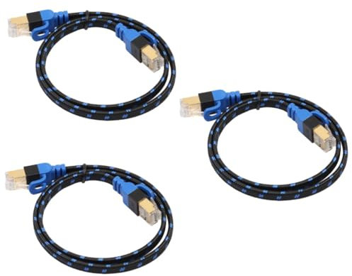 OSALADI Cavo Di Rete Cat7 Ad Alta Velocità Da 10 3 Pezzi Cavo Ethernet Piatto Da 1 M Con Rete in Fibra Robusto Per Collegare Router E Telefoni Senza Protezione Antistrappo.