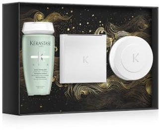 Kérastase Divalent Masque - Set de regalo para el cuidado del cuero cabelludo graso y el cabello, contiene Bain Divalent 250 ml, Argile Equilibrante 200 ml, Masque Réhydrat 200 ml