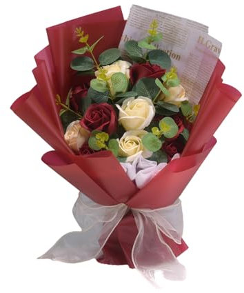 Glanhbnol Pétales de roses artificielles Bouquets de fleurs de savon Saint Valentin Bouquets de fleurs de savon Décoration d'intérieur