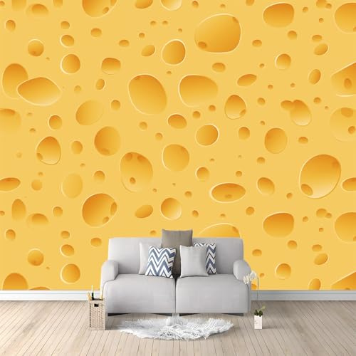 Fototapete Käsemuster Gelb 300x210 cm 3D Vliestapete Wandbild, Mustertapete Moderne Wandtapete, Wohnzimmer Schlafzimmer Kinderzimmer Büro Flur Wanddeko