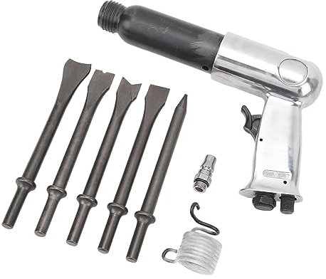 Drucklufthammer-Set, Pneumatisches Drucklufthammer-Set, Rostentferner, Rutschfester Griff, Reduzierung von Stößen, Abplatzen, Abblättern, Drucklufthammer-Set, Metalllegierung,