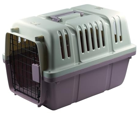 Transportador Mascotas Viaje Transportadora Gato Transportín Perro Pequeño Caja Rígido de Plástico con Asa Plegable (Morado, 50X34.5X34CM)