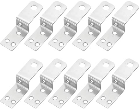 QUARKZMAN 10Pz Staffa Angolare a Forma di Z 0.75 Pollici per Mobili Argento | per Cornice per Foto Ad Angolo Retto, per Mensole, Fissaggio