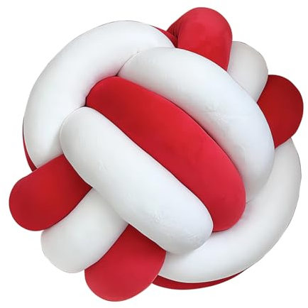 PromCaeruyn Deko Kissen Knotenkissen Dekoration Aesthetic Groß Flauschige Rund Zimmer Sofa Bett Kissen(Red+White,22cm)