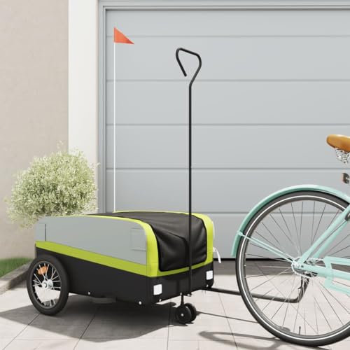 Somanki Fahrradanhänger Schwarz und Grün 45 kg Eisen, Fahrrad Anhänger, Lastenanhänger, Handwagen, Fahrrad-lastenanhänger, Lastenfahrrad - 94074