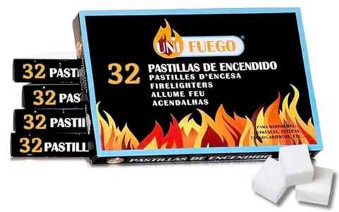 KROWN - Pastillas de Encendido, Pastillas de Fuego para Carbón, Chimeneas, Estufas y Barbacoas – 32 Unidades por Paquete, Eficientes y Rápidas (384 Pastillas / 12 Paquetes)
