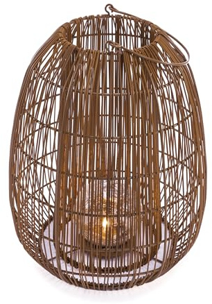 Esotec Solar Windlicht Isabella 40, Boho Rattan Licht Bruchglaskugel 102282 | Solarlampe, Boho Polyrattan, Bruchglaskugel, 2800K warmweiß, romantische Lichtreflexe, Polykristallin, IP44, Akku wechselbar
