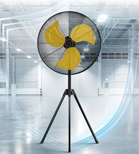 Landeagle 8000 CFM High Velocity Pedestal Oscillating Fan, 3-Speed Heavy Duty Industrial Standing Fan with Metal Aluminum Blades and Adjustable Height for Basement,Warehouse,Commercial,Factory(24IN)