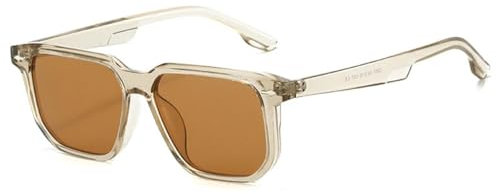 AINEZI Lunettes de soleil tendance pour hommes, style rétro, rivets, verres UV400, verres de soleil de luxe pour femmes (thé champagne)