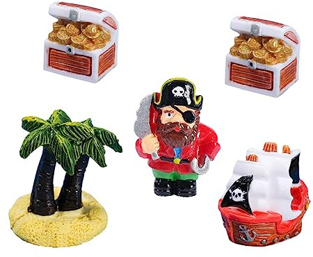Kichvoe 1 Satz Miniatur Piraten Schiff Teiliges Strand Miniatur Zubehör für Puppenhäuser DIY Dekoration Kreative Resin Figuren für Garten und Heimdekoration