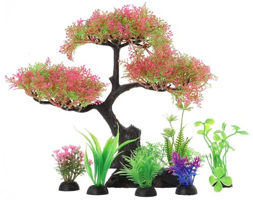 UKCOCO 1 Ensemble Plantes Aquatiques Artificielles pour Aquarium Décoration Vivid et Durable pour Réservoirs Eau Douce et