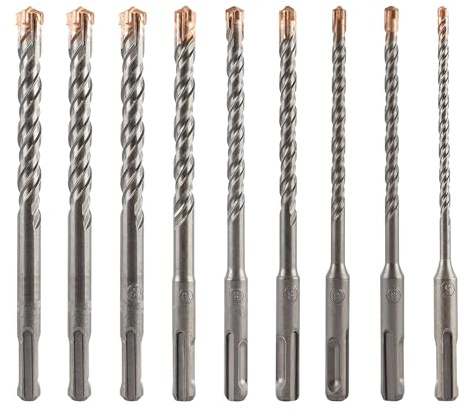 Juego de 8 brocas para hormigón, mampostería, flautas, diseño de vástagos para una fácil extracción, broca profesional de 160 mm de longitud