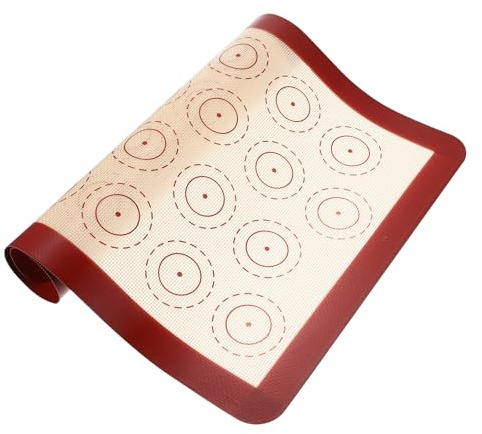 Sewroro Tapete de Silicona para Hornear Macarons 420X295Mm Resistente al Calor Superficie Antiadherente Roja 24 Círculos Utensilio Práctico para Repostería y Cocina