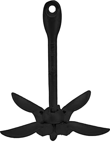 Baxnore Ancla de rezón Plegable de Alta Resistencia, 4 platijas, Ancla de Barco de Grado Marino de Acero al Carbono para Kayaks, canoas, Motos acuáticas y embarcaciones pequeñas, 1 (Negro (Acero al