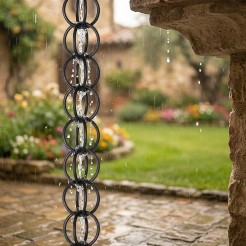 eryssgbf Chaîne de Pluie, for Jardin/Cour/Terrasse, Chaîne de Pluie pour l'extérieur, Parfaite pour Remplacer Les Descentes de Pluie, Système de Récupération d'eau de Pluie Suspendu 1m(3ft)