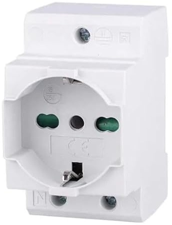 Presa Universale Schuko Bipasso 16A Guida DIN Quadro Elettrico 2P+T Supporto 35 mm Professionale - Bianco