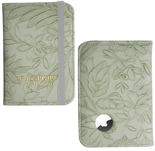 Mtzmy Reisepasshülle Aus PU Leder,Passport Holder für Damen Herren,reisemappe für reisedokumente,ausweistasche Reise dokumente,kreditkarten schutzhülle(1-Schnitzt Grün)