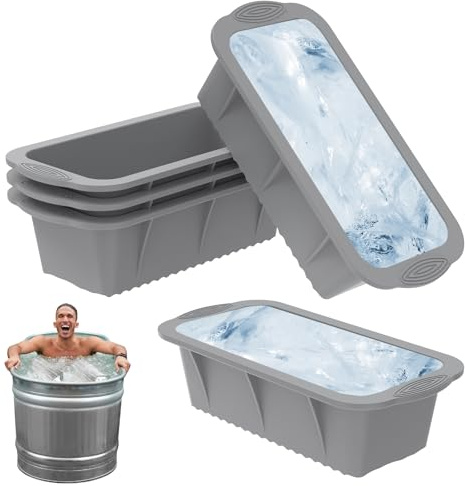5 Pack Large Ice Block Mold, 1.1L Cold Plunge Ice Mold, Reusable Silicone Cube Tray Bath, Easy Release Reusable Giant Trays Maker, Large Freezer Pieces Moulds for Bath Chiller Camping(Grey)