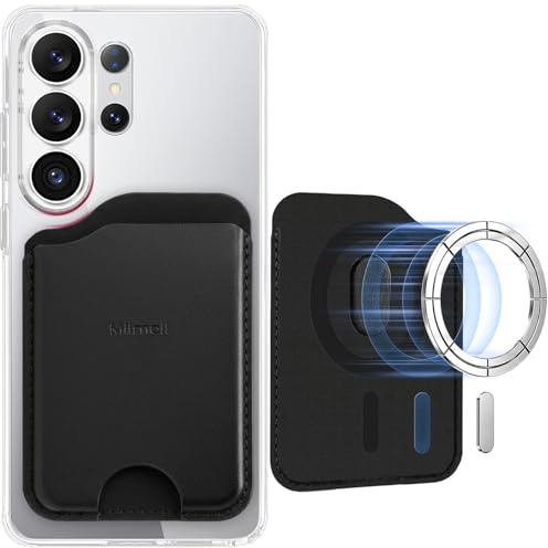 Miimall Mag-Safe plånbok för Samsung Galaxy S26 S25 S24 FE/Plus/Ultra/Fold 7/A56/A17/A52/A36, smal läderplånbok med 3 kortplatser, magnetisk mobiltelefonkorthållare, svart, Svart, 3 cartes, Enkel