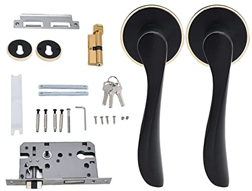 Cerradura de puerta silenciosa tipo dividida DGLDCSHUAI, manija de puerta interior de estilo europeo para dormitorio y baño, color negro.