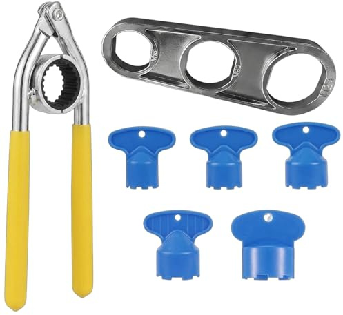 7Pcs tap Aerator Removal Tool Set, Aerator Removal Tool with Aerator Key, Faucet Aerator Wrench Kit, Multi-Size Replacement Tap Aerators, Repair and Installation