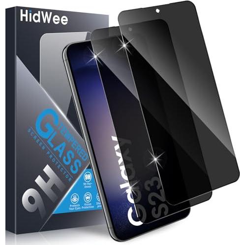 HidWee Protector Pantalla Privacidad para Samsung Galaxy S23 5G, 2 Piezas Cristal Templado Antiespía 9H Dureza, Sin Burbujas Antiespia Cristal Vidrio Templado Amigable para Funda