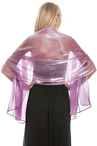 Central Chic Silky Iridescent Wrap Stole Shawl Pashmina For Weddings Bridal Bridemaids & Evening Wear (Lilac)