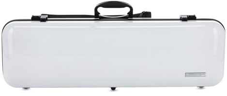 GEWA estuche para violín AIR 2.1 - Fabricado en Alemania - blanco alto brillo - carcasa de termoplástico - Cerradura de combinación - Bolsa de accesorios+partituras - Correas tipo mochila