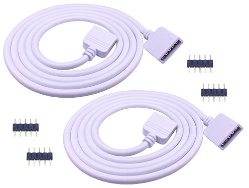 LitaElek 2pcs 1m RGBW LED Streifen Verlängerungskabel 5 polig RGBW 5050 LED Strip Extension Cable Band Verlängerung Kabel Stripe Anschlusskabel 5 Pin Verbinder, Weiß