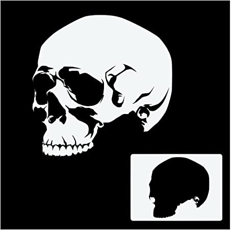 Herterich Products Airbrush Schablone Totenkopf Schädel | Skull Stencil | Präzises Design für Graffiti und Tattoos | Wiederverwendbar und Lösemittelresistent