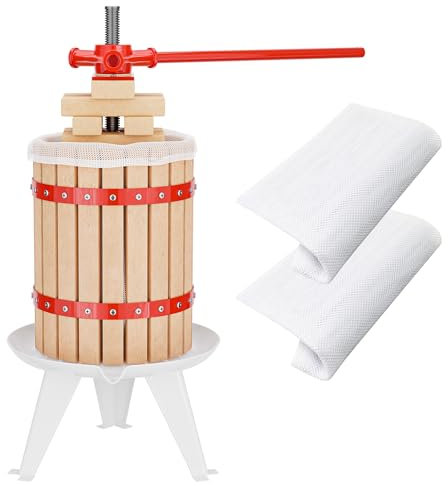 Wiltec Obstpresse 18L Maischepresse mit 3 passenden Presstüchern Weinpresse aus Holz Apfelpresse Saftpresse
