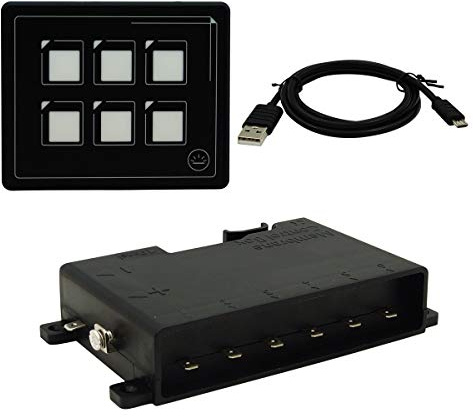 Gloaso 12v 24v 6 Pin Film Taste Touchscreen Indikator Schalttafel Eingebauter PPTC mit USB-Kabel und Membransteuerbox IP66 für Boot Marine LKW Wohnwagen Wohnmobil Kfz Yacht