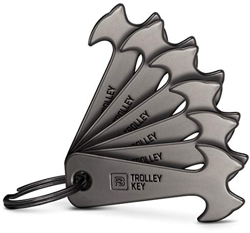 FABACH Lot de 4 clés de chariot noires - Remplace le jeton de caddie, le jeton de courses - Porte-clés en métal pour organiseur de clés et trousseau de clés - Pas de blocage dans le panier