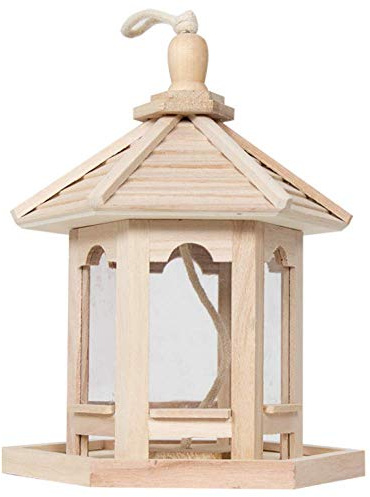 CLQ Vogelhäuschen, hängendes Futterhäuschen Vogelhäuschen-Kit Nistkasten aus Holz mit Dach für Vogelvoliere Voliere Volierengarten Wildvogel-Futterspender
