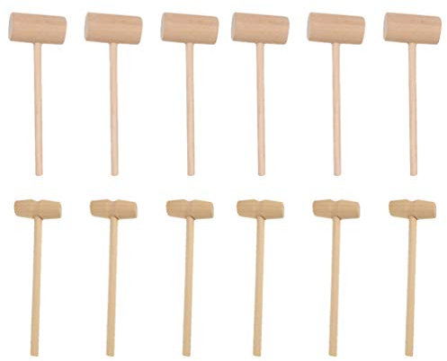Toyvian Kids Educational Toys 12 pcs Mini Wooden Hammer Mallet Pounding Toy Wooden Crab Lobster Mallets Hammer Tool Beating Gavel Toys for Boys Girls Educational Toddler Toys