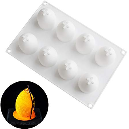 3D Easter Egg Silicone Mold, 8 Holes Easter Egg Shape Food-grade Dessert Baking Mold Bakeware for Mousse Cake Chocolate Pastry Truffle Pudding Jelly Cheesecake Candy Mini Soap Candle (10×6.7 White)