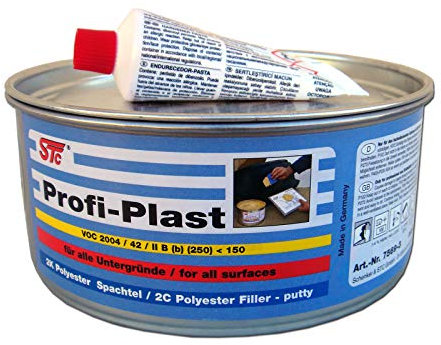 STC Profi Plast 2in1 2K Karosserie Polyester Spachtelmasse Füllspachtel Feinspachtel Dose inkl. Härter (1 kg Dose)