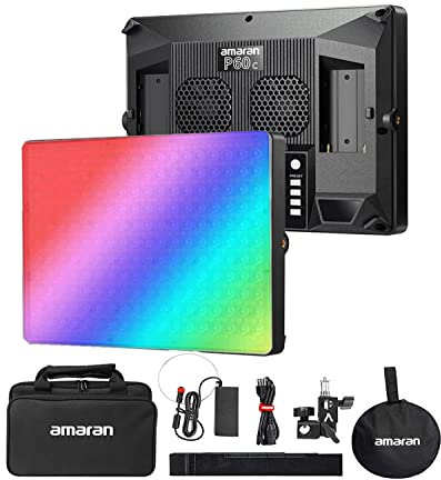 Aputure Amaran P60C RGBWW 60w LED Pannello luminoso Video, 2500K-7500K, CRI 95+ TLCI 96+, 5900lux@1m, 10 Effetti di luce, Supporto Sidus Link APP con Softbox