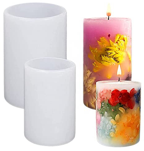CENPEK 2-teilige Stumpenkerzenform, Zylinder-Silikon-Kerzenform – DIY-Harzgussform zur Herstellung von Wachsformen, Seifen, Blumenproben