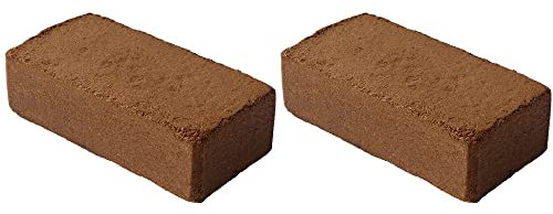 2X Kokoserde für Zimmerpflanzen | 16 Liter | 650g 20x5,5x10cm | Kokosfasern | Kokossubstrat Kokoserde Anzuchterde Humusziegel Blumenerde Bio Gartenerde Kokosziegel fein Quelltabletten Kokosblumenerde
