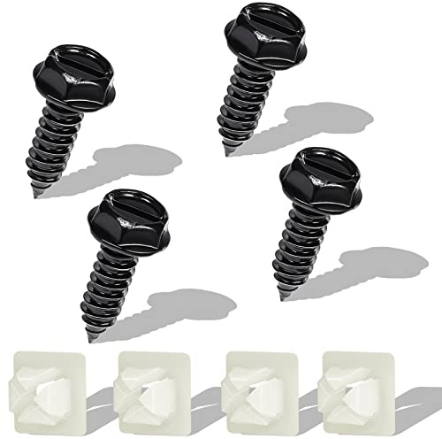 SAVITA 4 set Viti per Targa Auto, Viti Targa in Acciaio Inox Viti di Fissaggio Kit Viti Targa Auto con Inserti in Nylon per Il Fissaggio Telai Targa e Coperture Su Auto e Camion (Nero)
