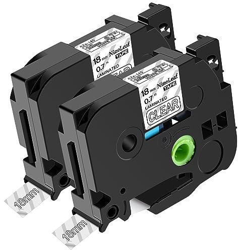 NineLeaf 2 x Kompatibel für Brother P-touch TZe-145 TZe145 TZ-145 TZ145 TZE Schriftband 18mm 0.7'' Weiß auf Transparent Laminiert Etikettenband für Ptouch PT-1650 1700 170K Beschriftungsgerät