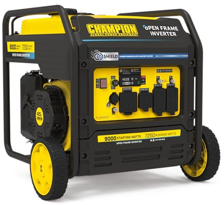 Champion Power Equipment 9000-Watt Electric Start Home Backup Portable Open Frame Inverter Generator with Quiet Technology and CO Shield