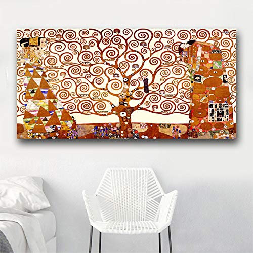 Arte moderna della parete Albero della vita Gustav Klimt Opere d'arte Quadro Su Tela con Cornice- Immagini a parete per soggiorno Pittura decorativa a parete Quadro 30x60cm