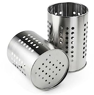 Topspitgo Porta Utensili da Cucina 2 Pezzi Organizer da Utensili e Posate Porta Mestoli da Cucina in Acciaio Scola Posate da Portautensili per Bacchette Coltelli Forchette Forbici